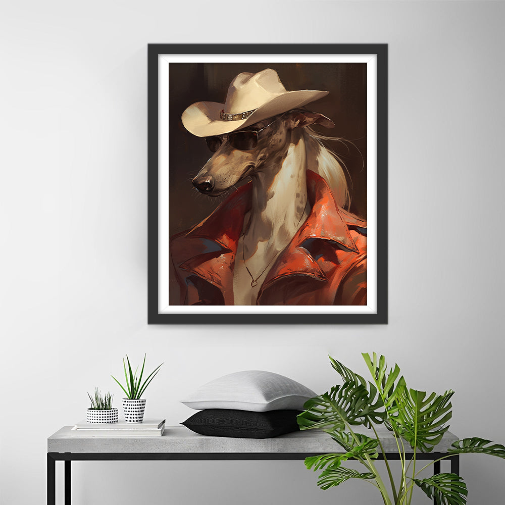 Hond in Western Cowboystijl Diamond Painting