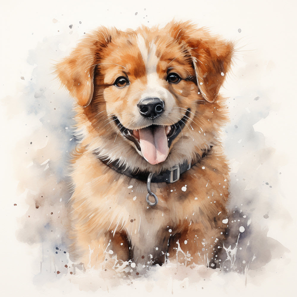 Hond met Tong Uit de Mond Diamond Painting