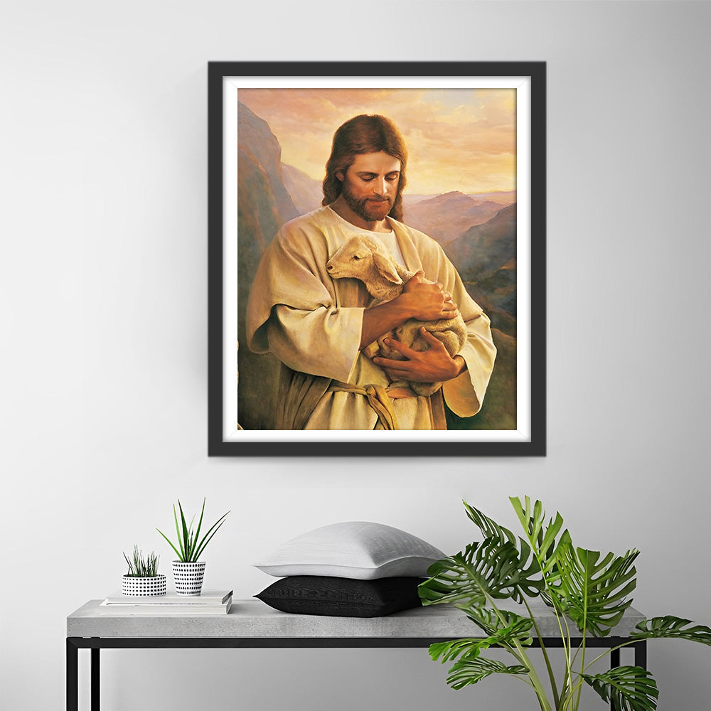 Jezus de Herder en de Schapen Diamond Painting