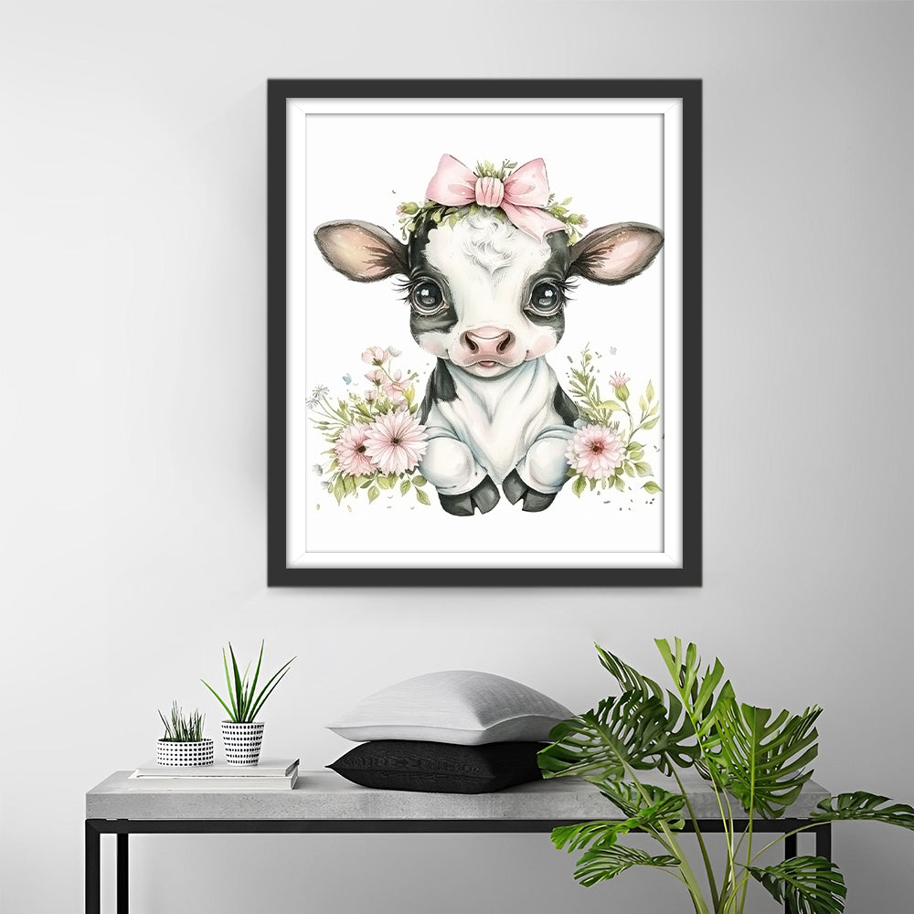Kalf met Roze Strik Diamond Painting