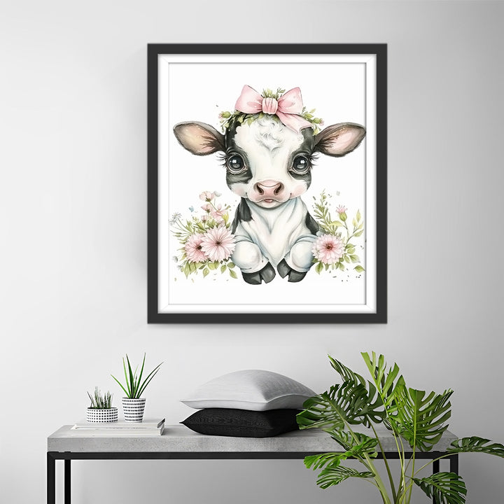 Kalf met Roze Strik Diamond Painting