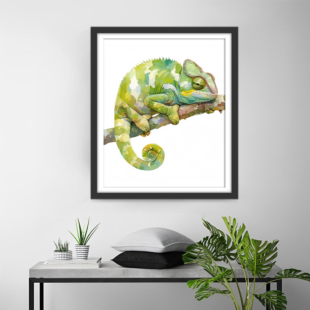 Kameleon op een Tak Diamond Painting