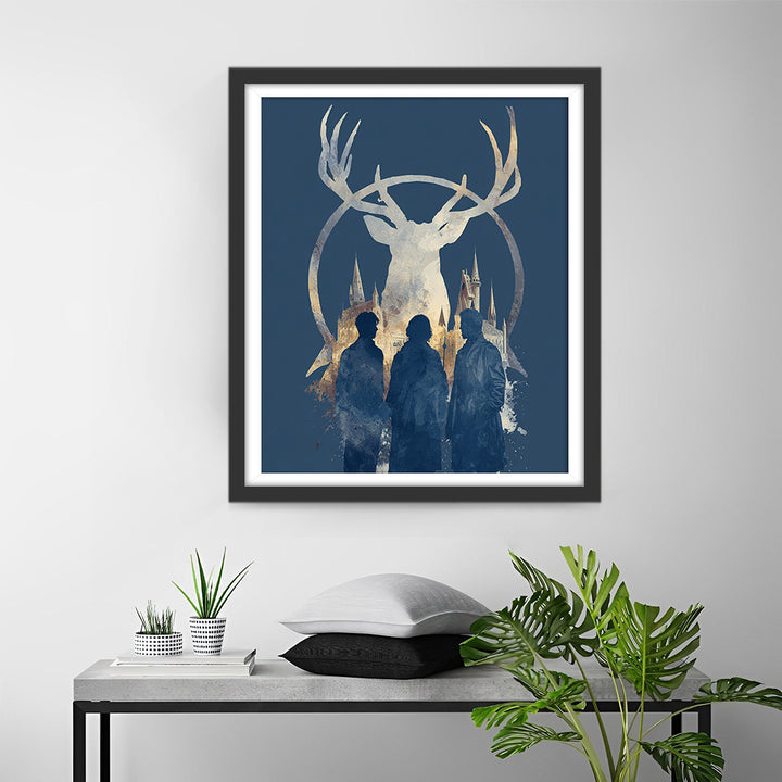 Kasteel met Hertenthema en Mensen Diamond Painting