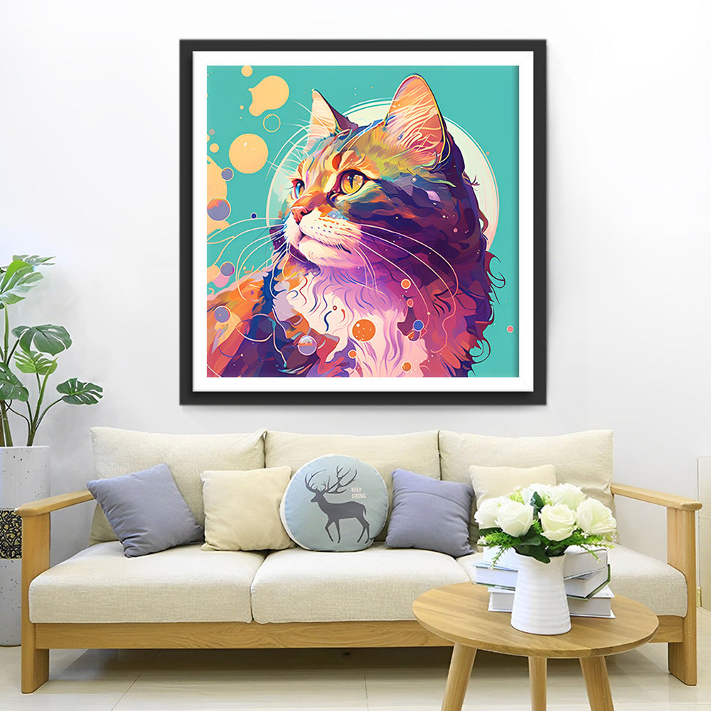 Kat Kijkt Achterom Diamond Painting