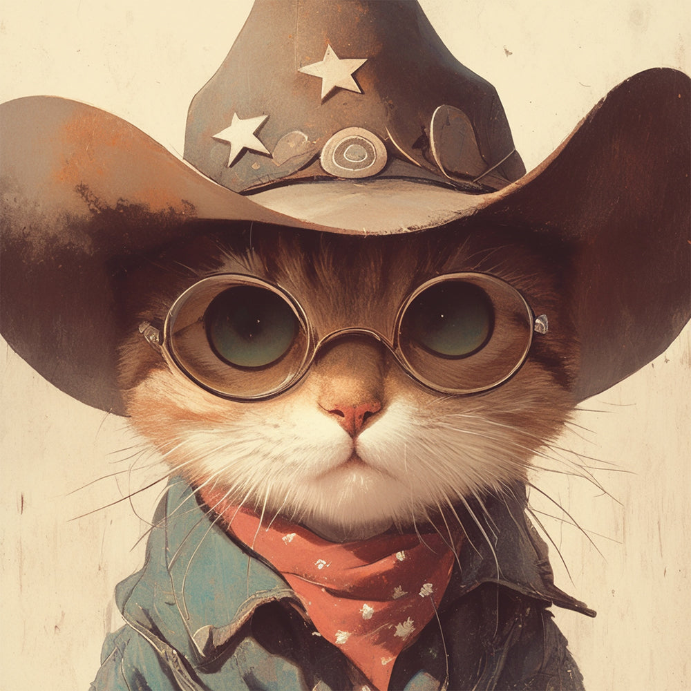 Kat met Bril en Muts Diamond Painting