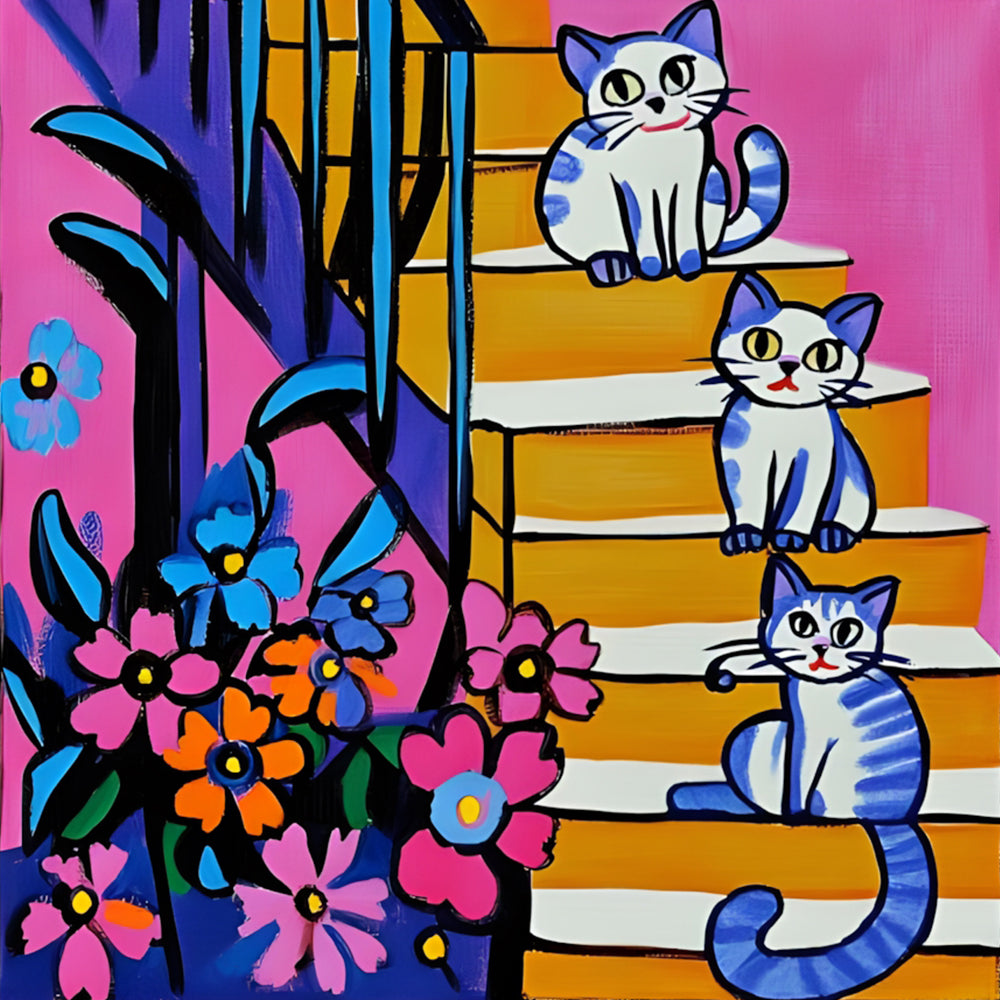 Kat op de Trap Diamond Painting