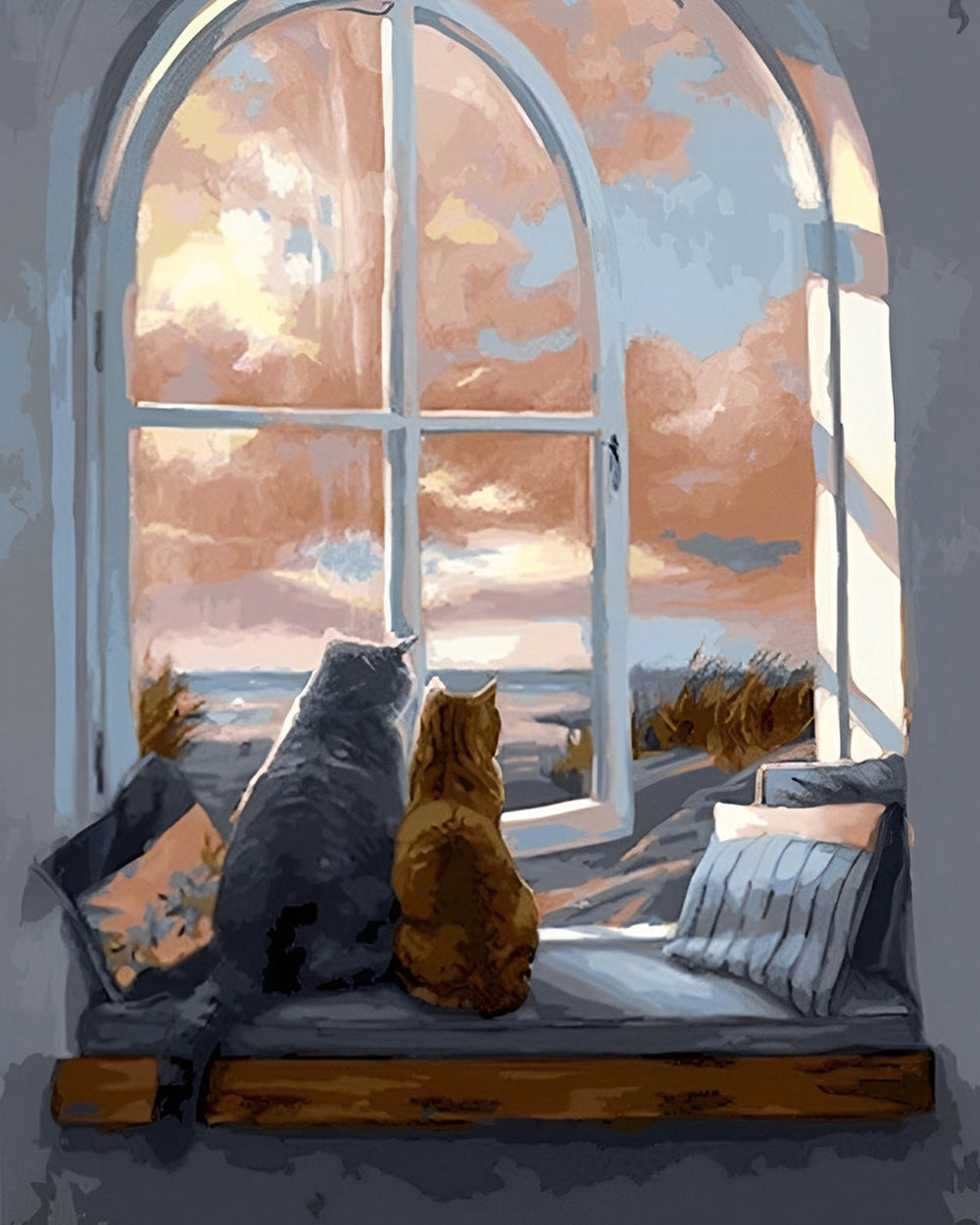 Katten op de Vensterbank Diamond Painting