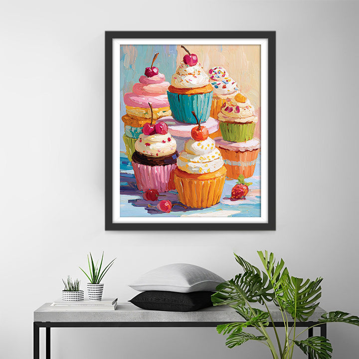 Kersen Slagroom Cupcakes Diamond Painting