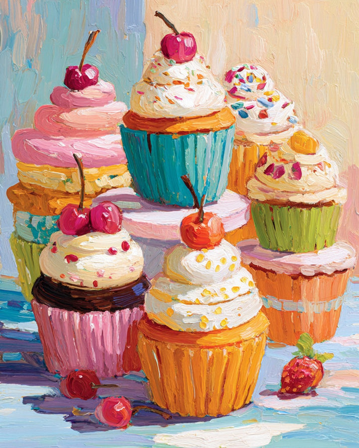 Kersen Slagroom Cupcakes Diamond Painting