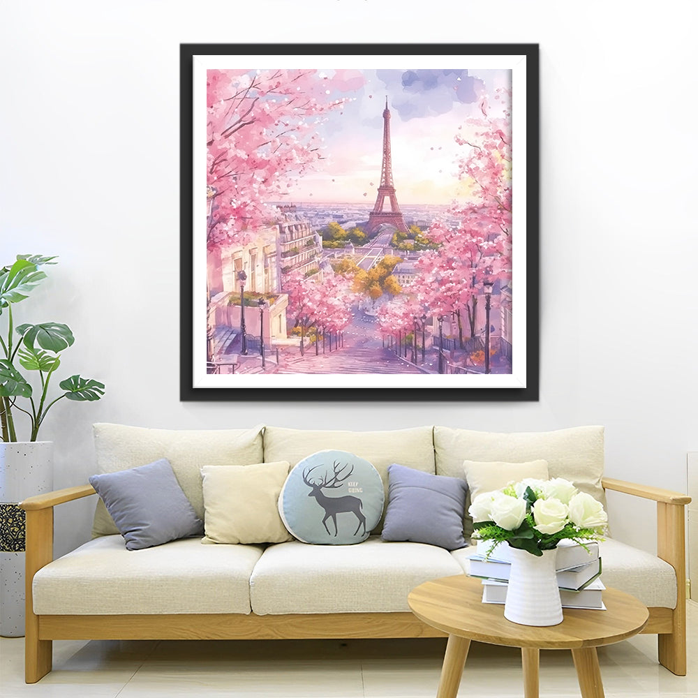 Kersenbloesems en het Iconische Bouwwerk Diamond Painting