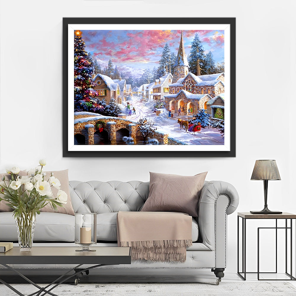 Kerst in een Klein Stadje Diamond Painting