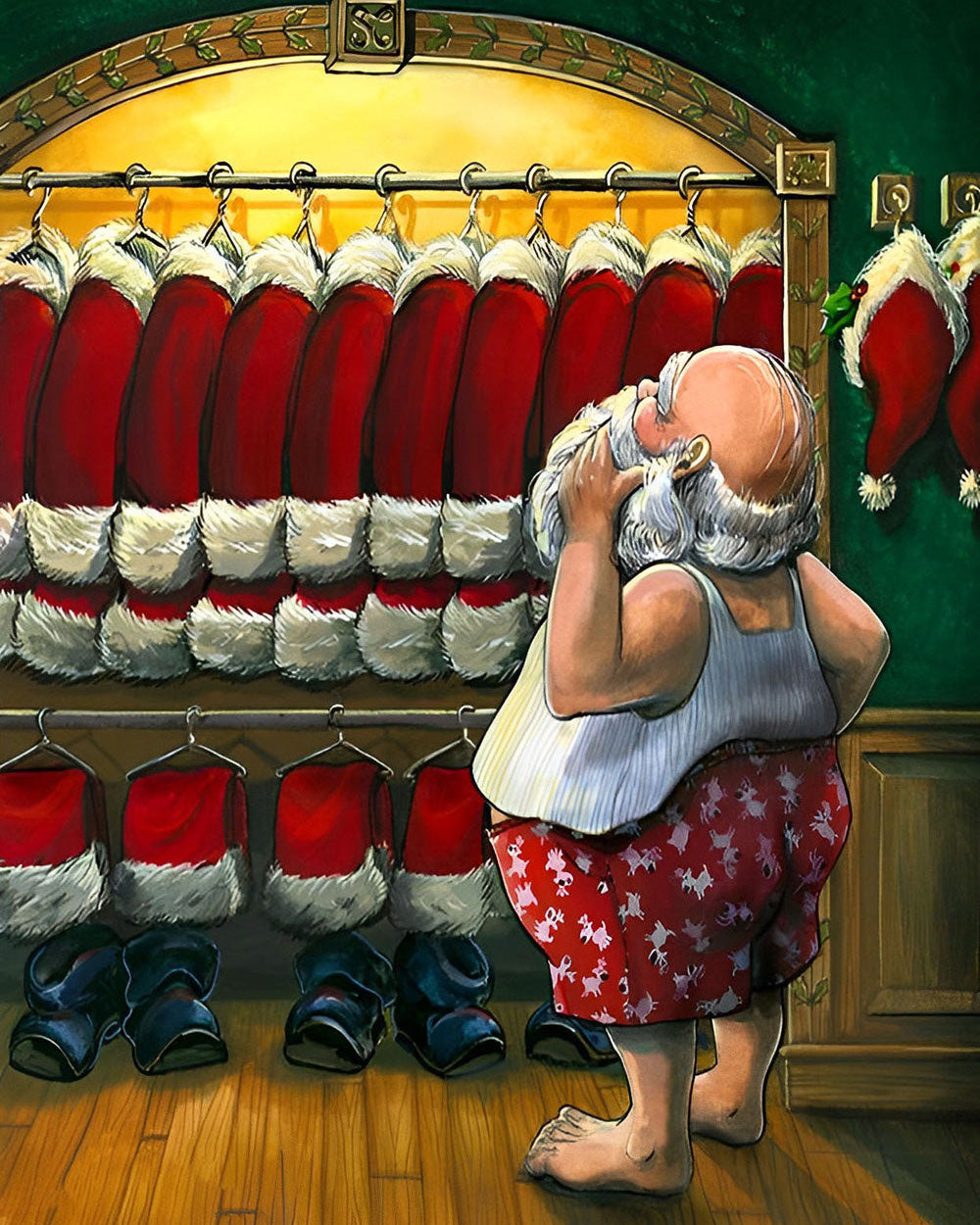 Kerstman Die Zijn Pak Uitzoekt Diamond Painting