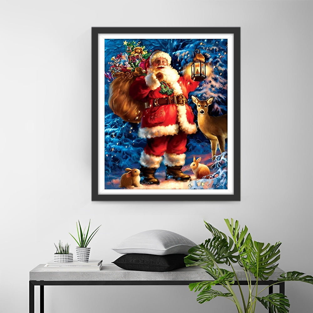 Kerstman, Konijn en Eland Diamond Painting