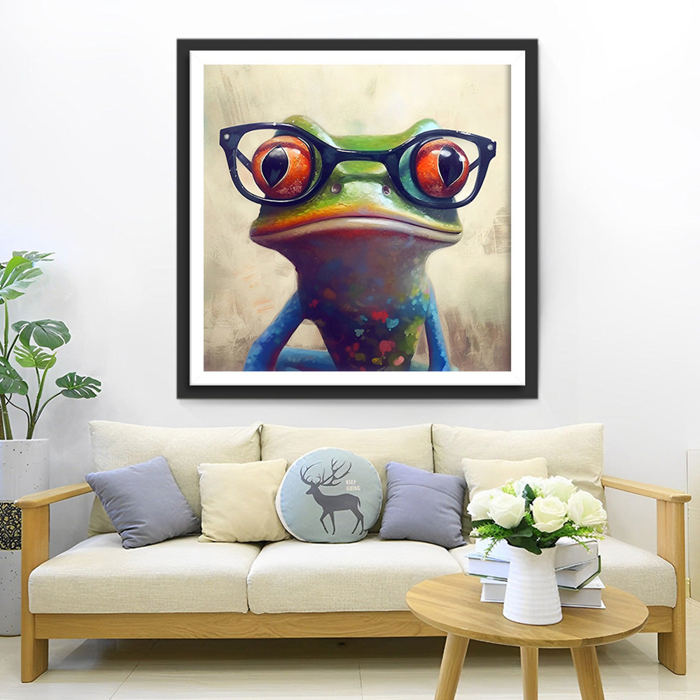 Kikker met Bril Diamond Painting