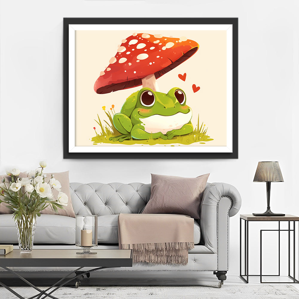 Kikker onder een Paddenstoel Diamond Painting