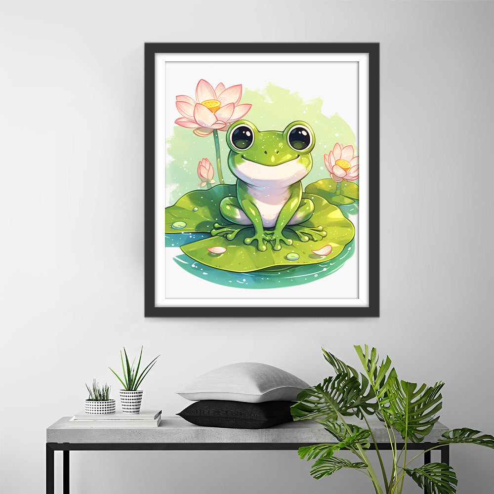 Kikker op het Lotusblad Diamond Painting