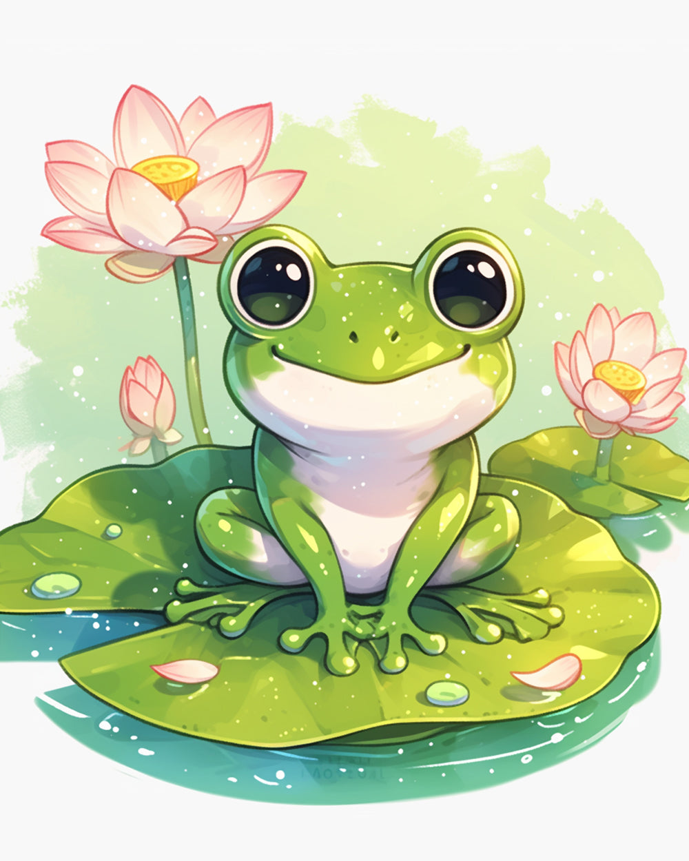 Kikker op het Lotusblad Diamond Painting