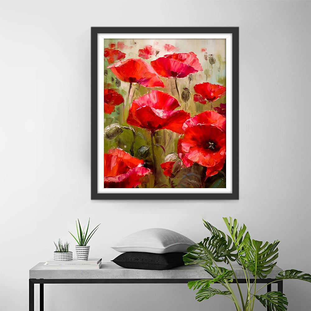 Klaprozen en Knoppen Diamond Painting