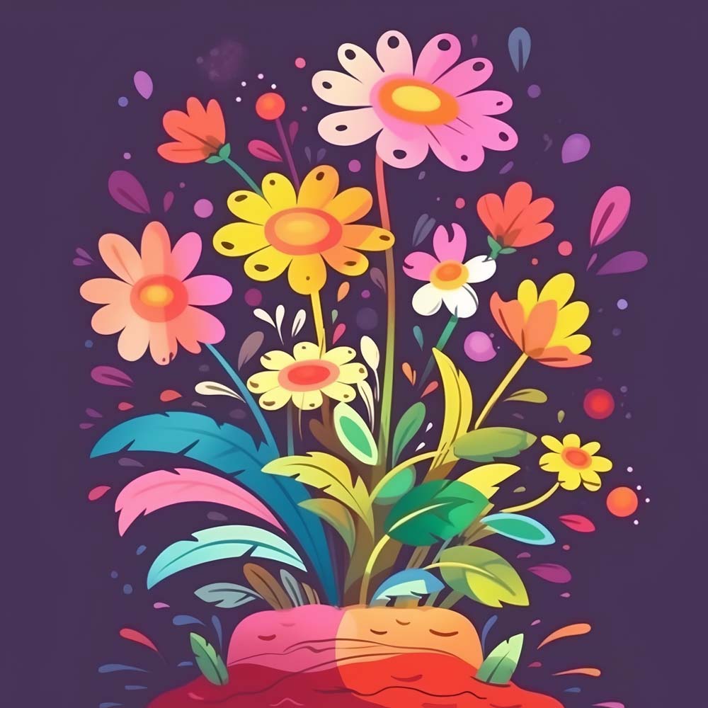 Kleine Bloemen in de Pot Diamond Painting