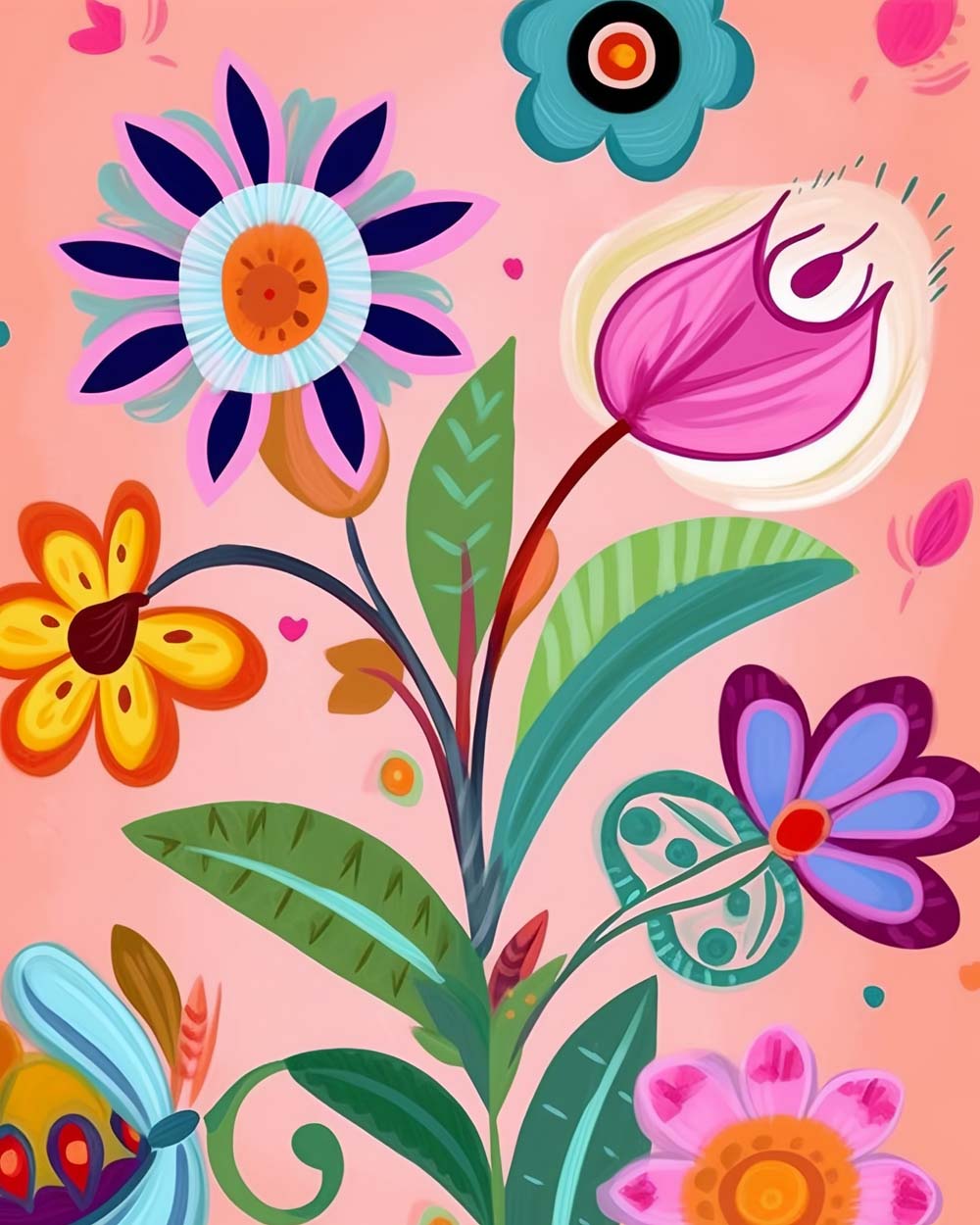 Kleine Cartoon Bloemen Diamond Painting