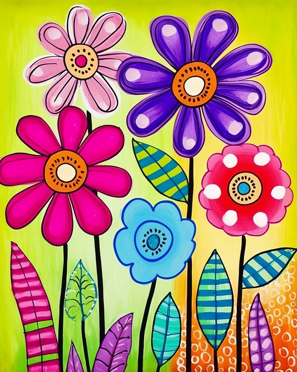 Kleine Cartoon Chrysanten Diamond Painting