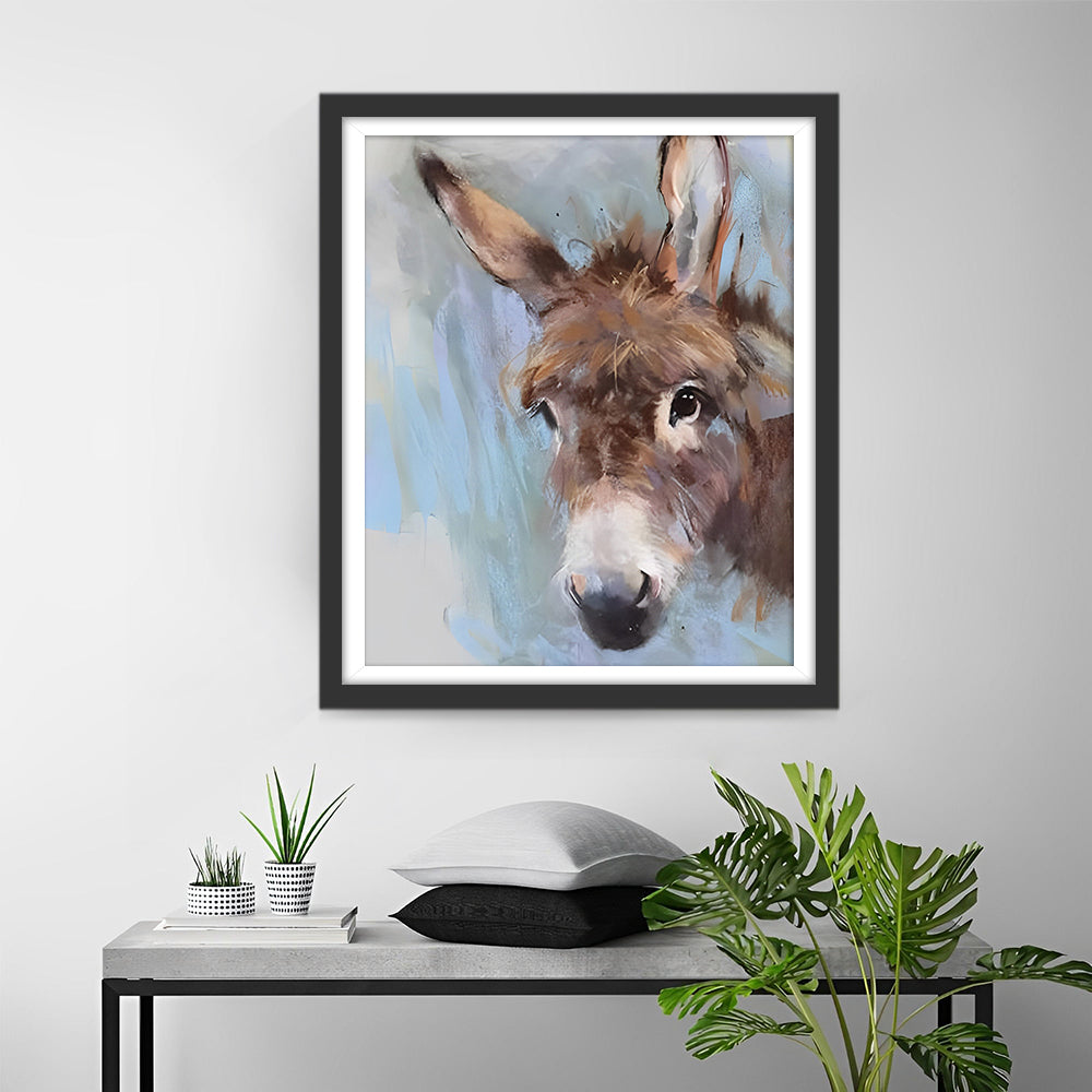 Kleine Grijze Ezel die Spiekt Diamond Painting