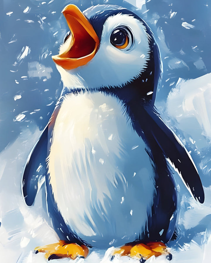 Kleine Pinguïn die Zingt Diamond Painting