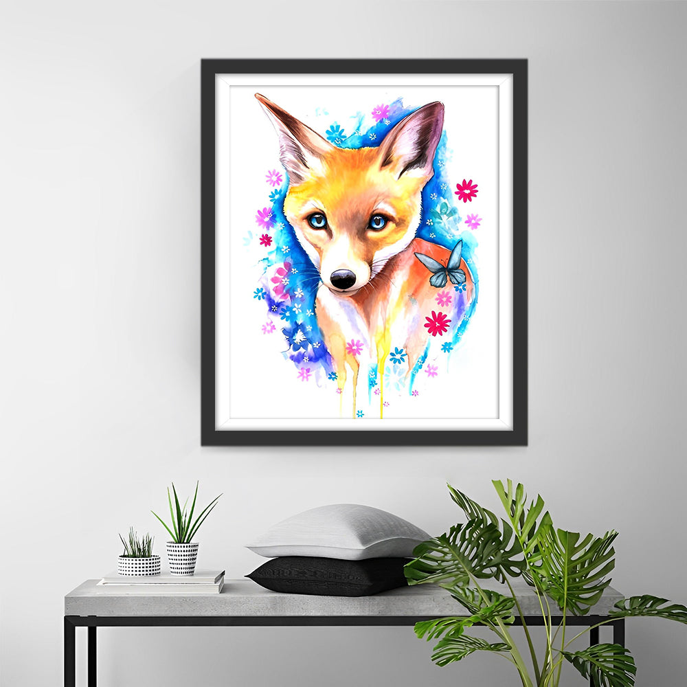 Kleine Vos en Bloemen Diamond Painting