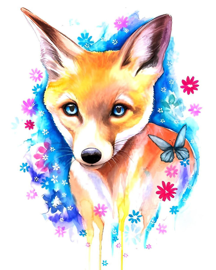 Kleine Vos en Bloemen Diamond Painting