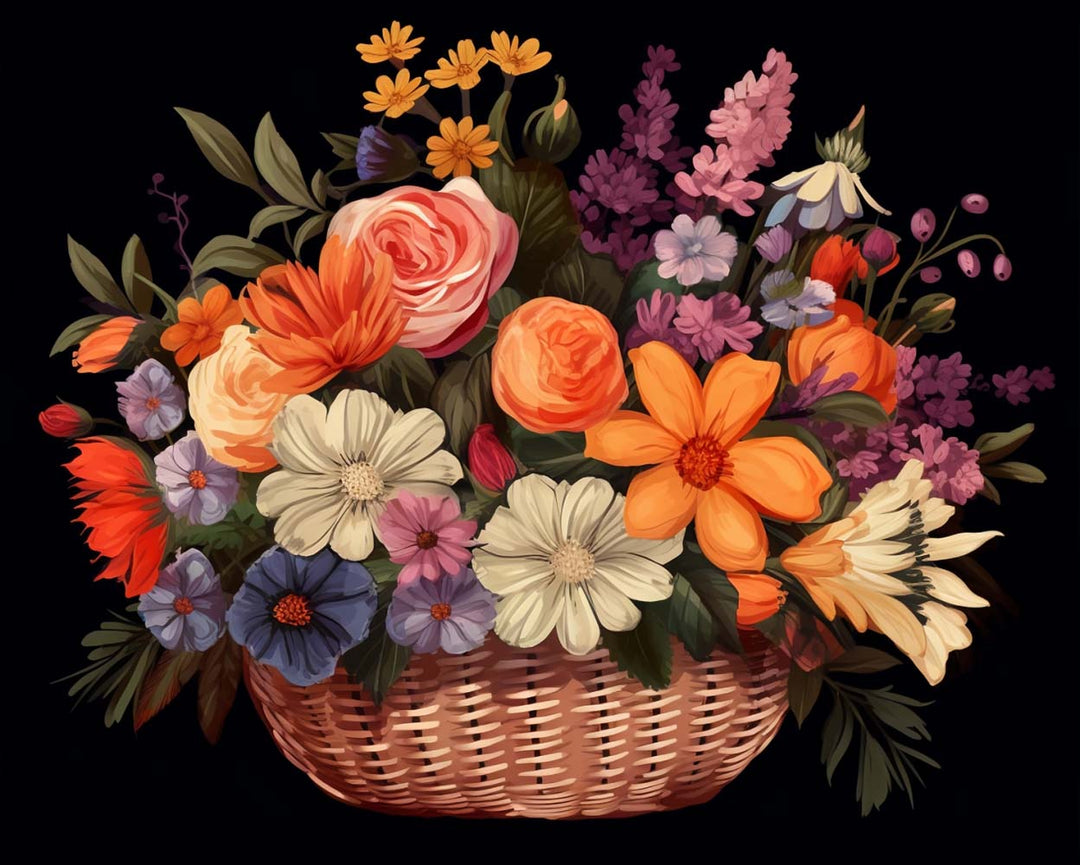 Kleurige Bloemen in Mand Diamond Painting