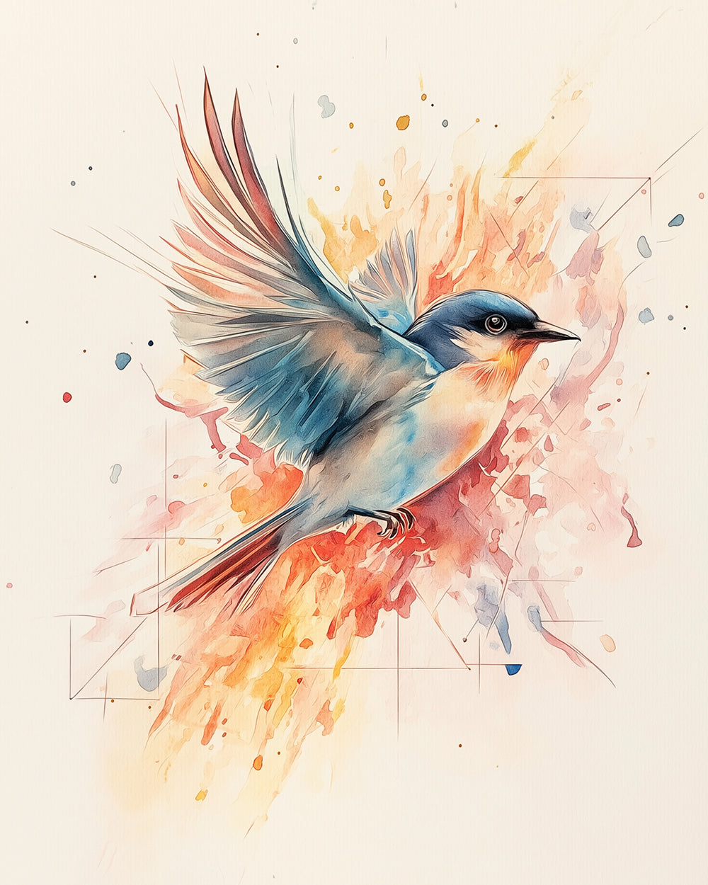Kleurige Vogel die Vliegt Diamond Painting