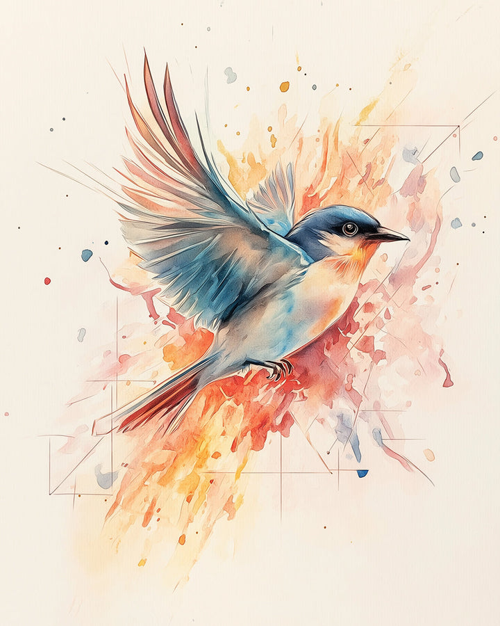 Kleurige Vogel die Vliegt Diamond Painting