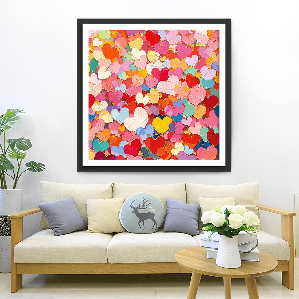 Kleurrijk Feest van Hartvormen Diamond Painting