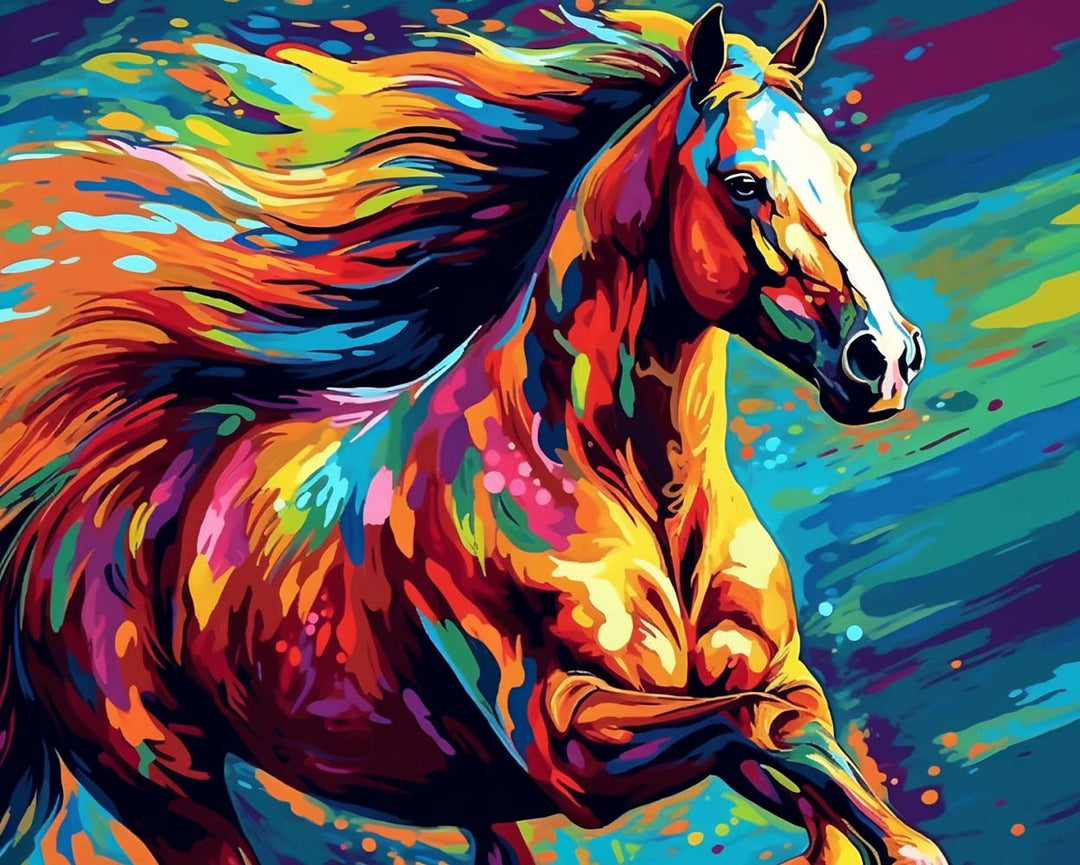 Kleurrijk Galopperend Paard Diamond Painting