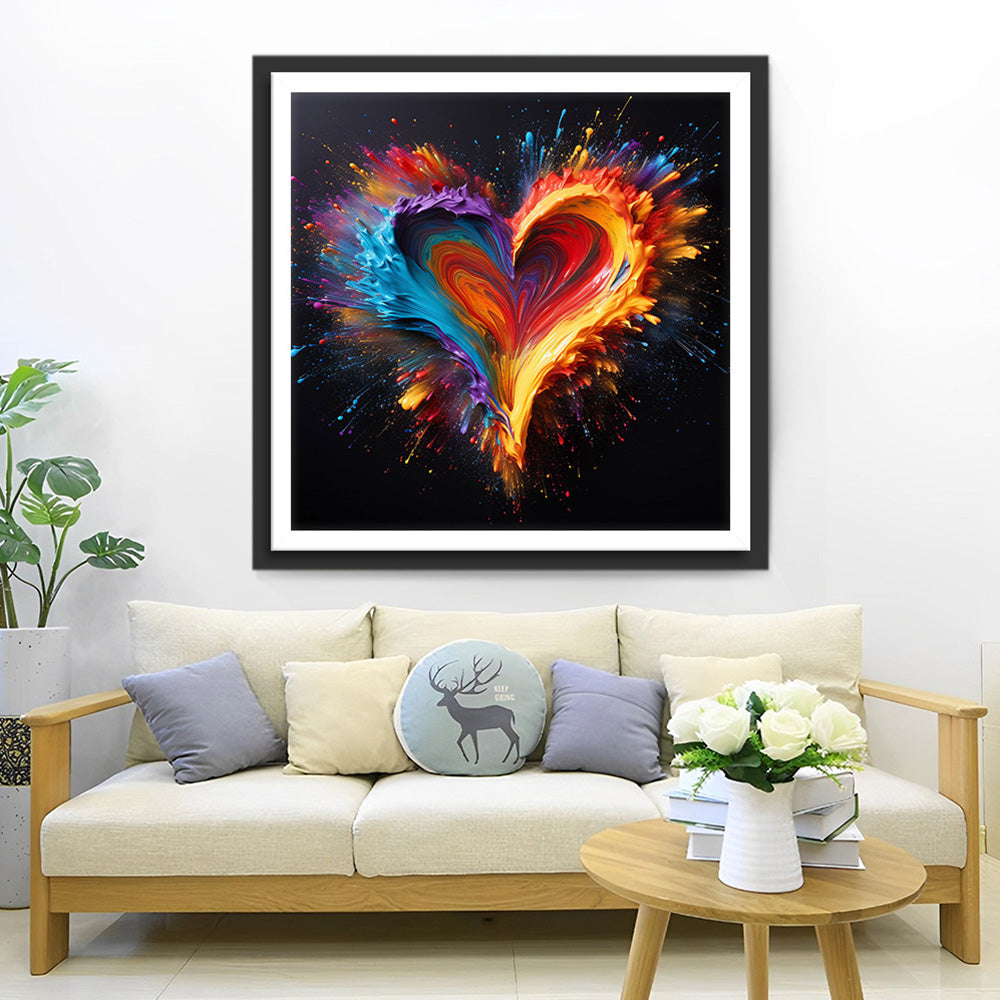 Kleurrijk Hart in het Donker Diamond Painting