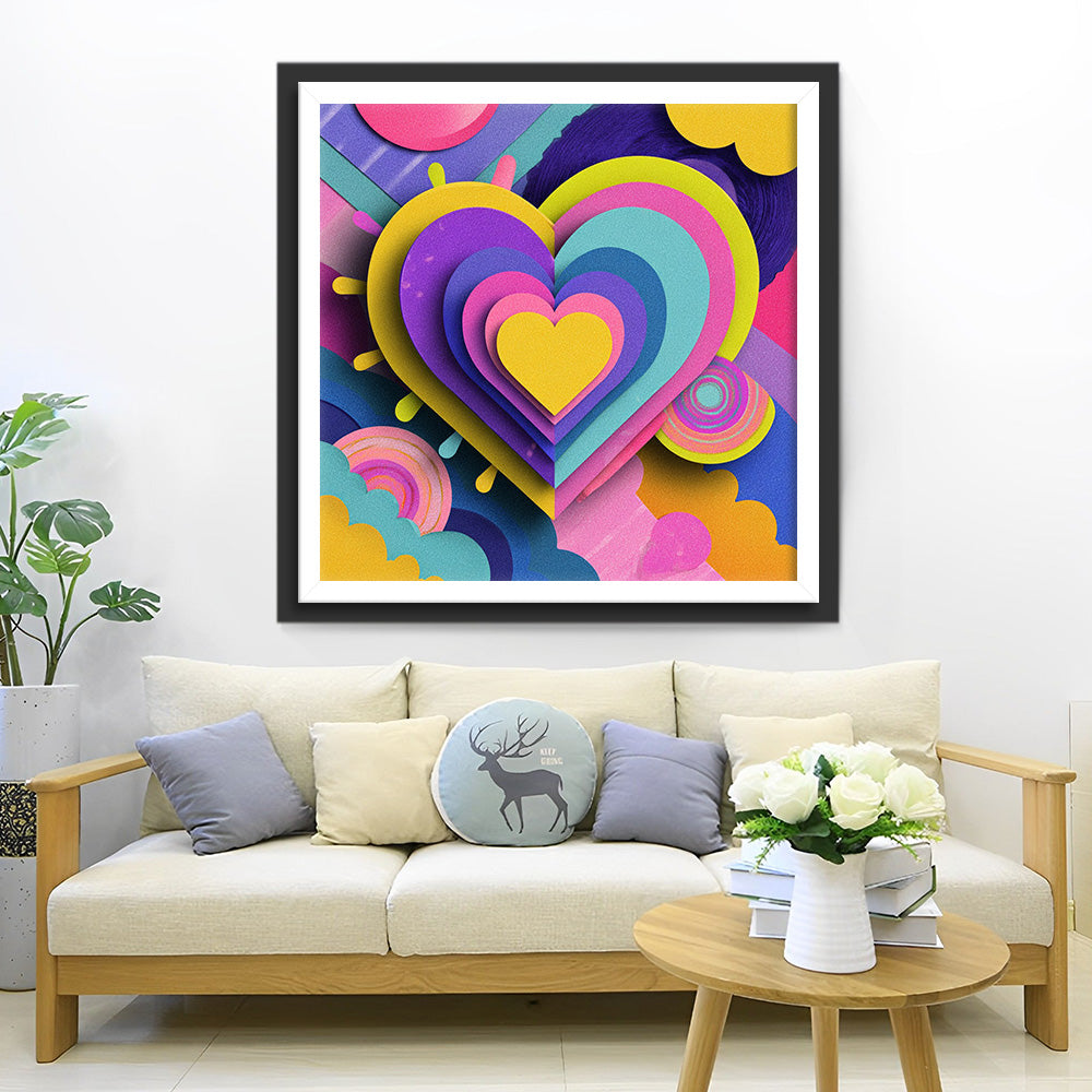 Kleurrijk Hartpatroon Diamond Painting