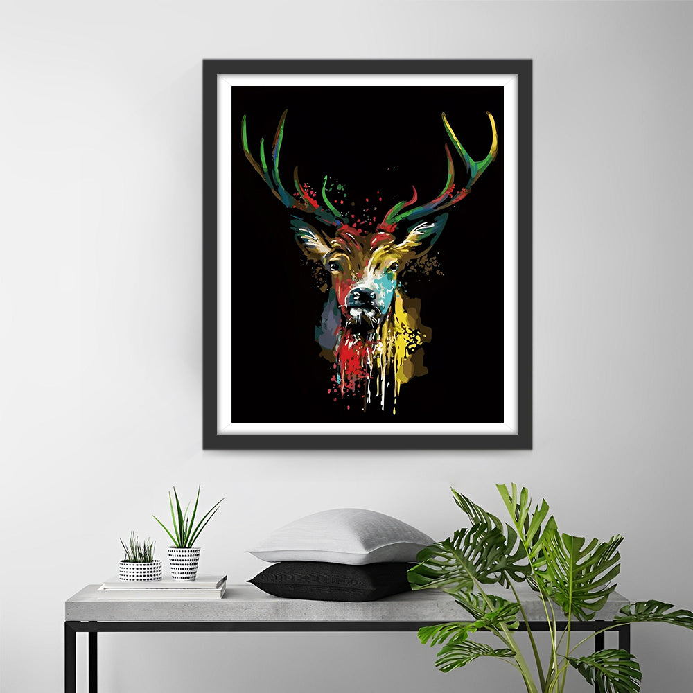 Kleurrijk Hert in het Donker Diamond Painting