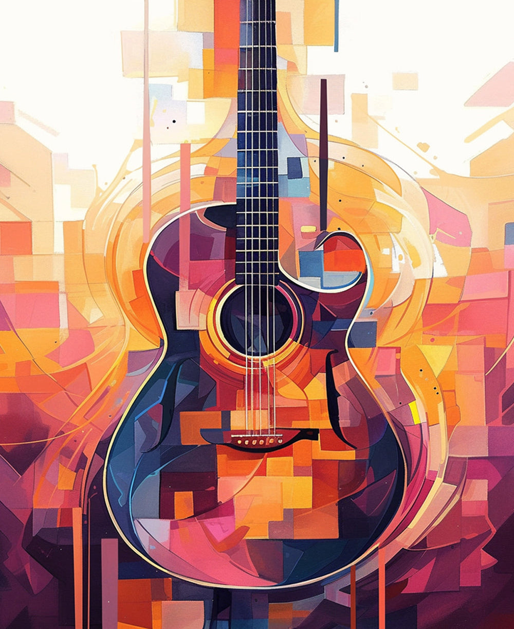 Kleurrijke Abstracte Gitaar Diamond Painting