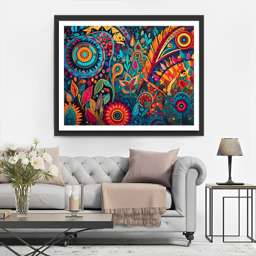 Kleurrijke Abstracte Veerpatroon Diamond Painting