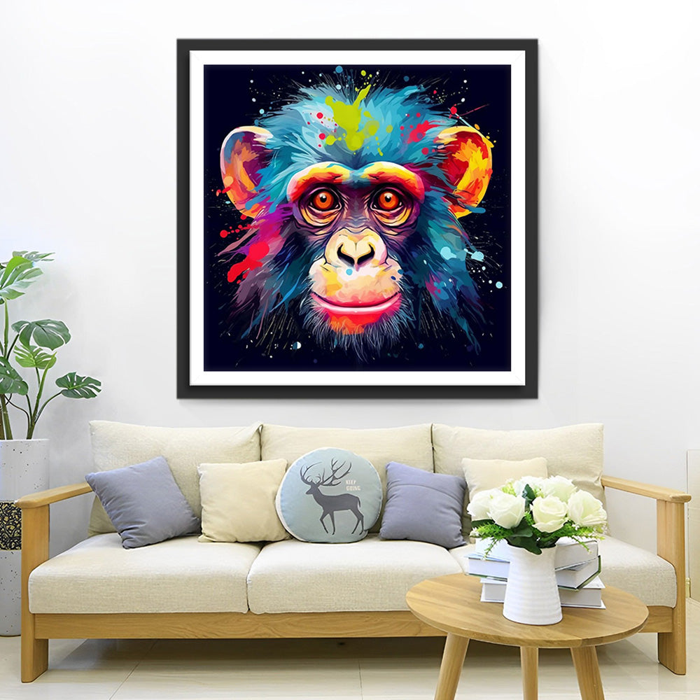 Kleurrijke Apenkop Diamond Painting