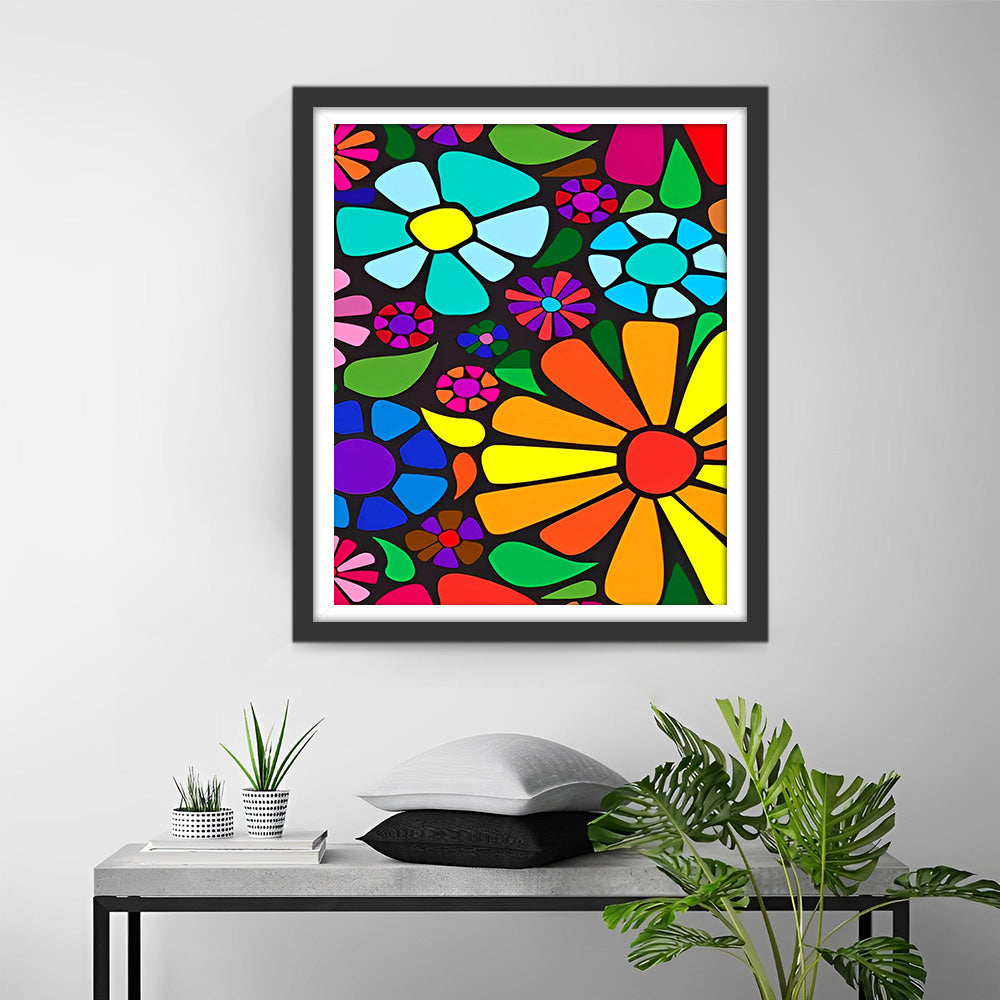 Kleurrijke Cartoon Chrysanten Diamond Painting