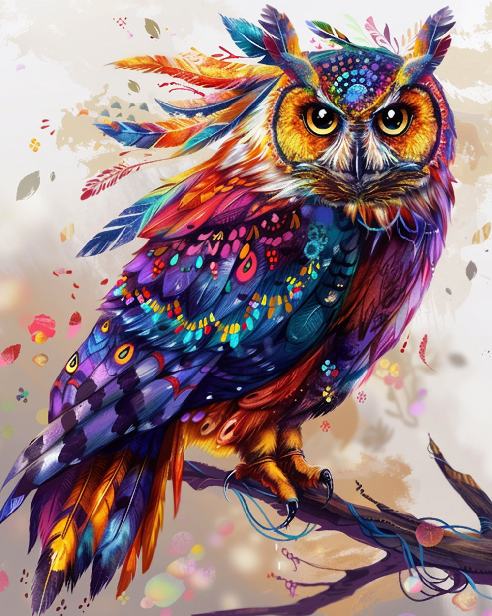 Kleurrijke Gebreide Uil Diamond Painting