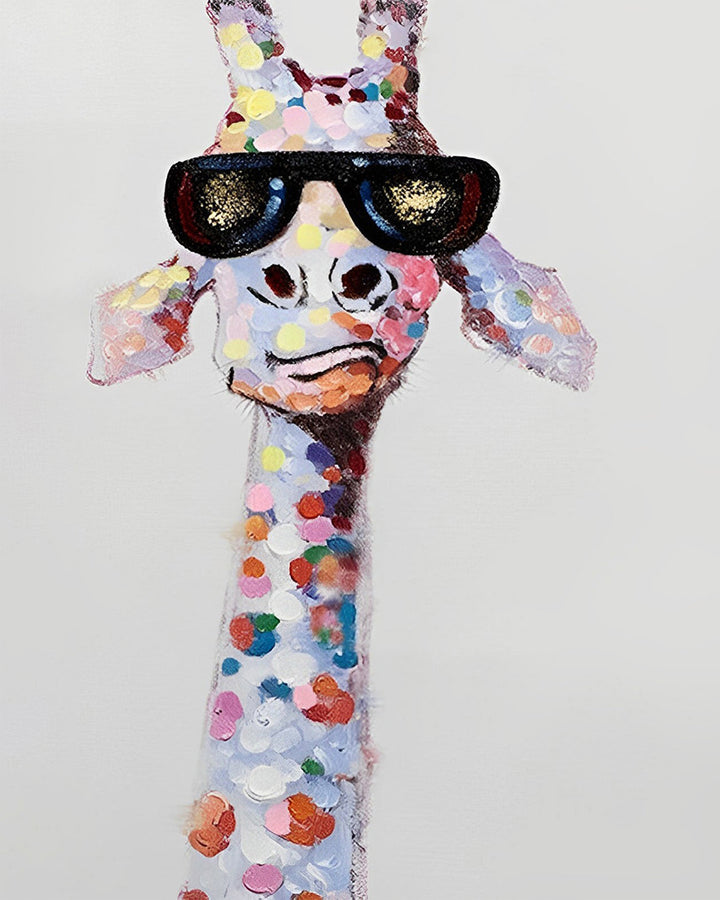 Kleurrijke Giraffe met Zwarte Zonnebril Diamond Painting