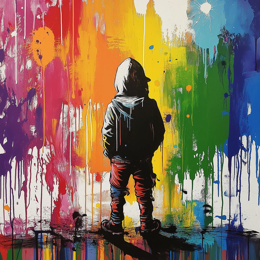 Kleurrijke Graffiti-achtergrond van Kleine Jongen Diamond Painting