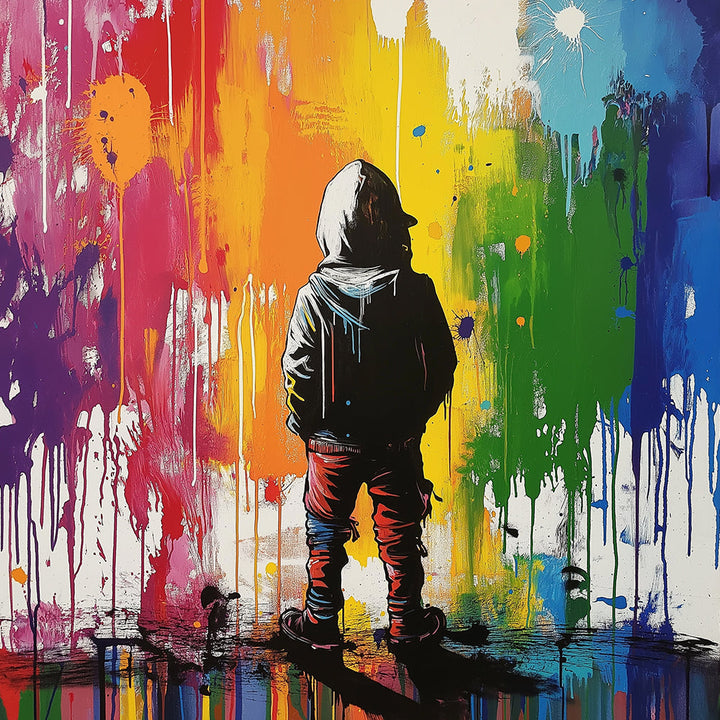 Kleurrijke Graffiti-achtergrond van Kleine Jongen Diamond Painting