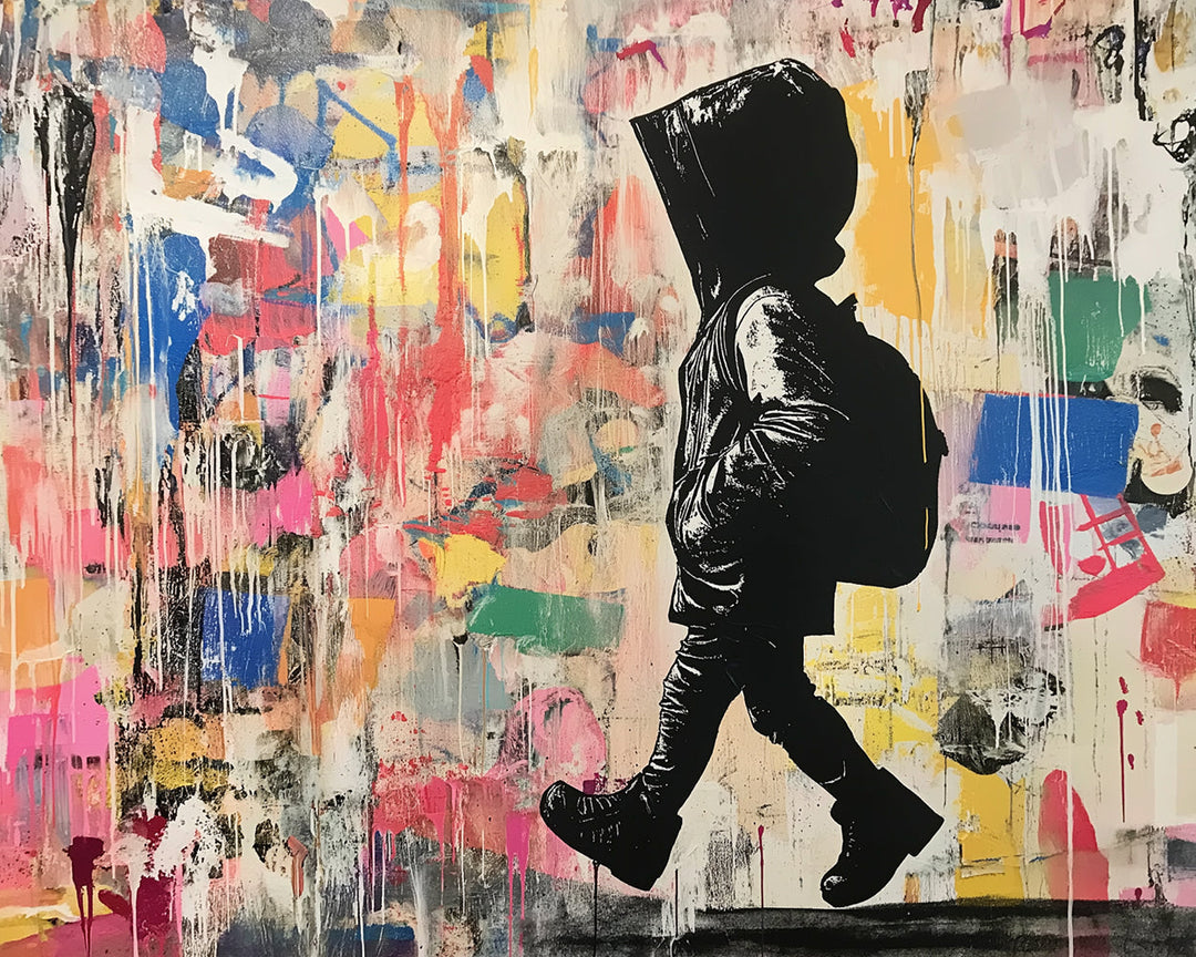 Kleurrijke Graffiti van Jongen met Schooltas Diamond Painting