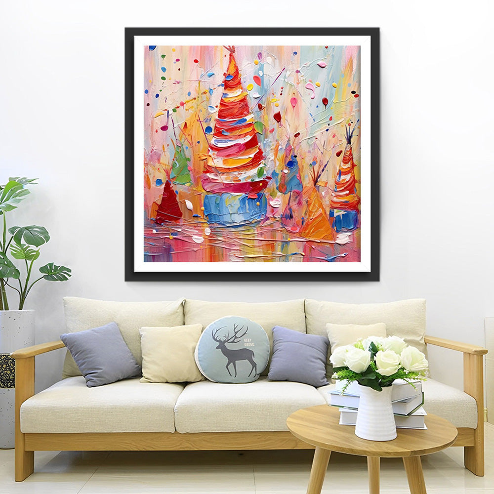 Kleurrijke Kerstboom Diamond Painting