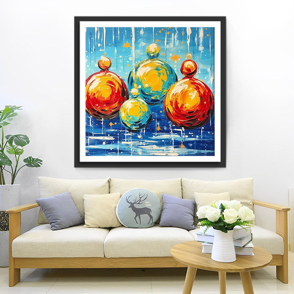 Kleurrijke Kerstdecoratieballen Diamond Painting