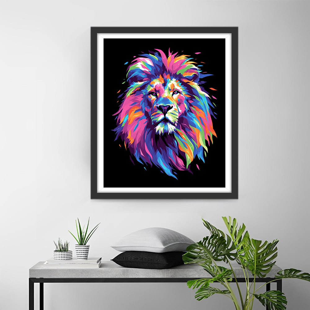 Kleurrijke Leeuwenkop Pop Art Diamond Painting