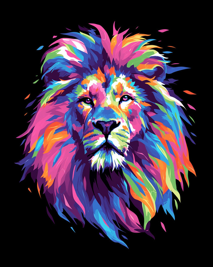 Kleurrijke Leeuwenkop Pop Art Diamond Painting